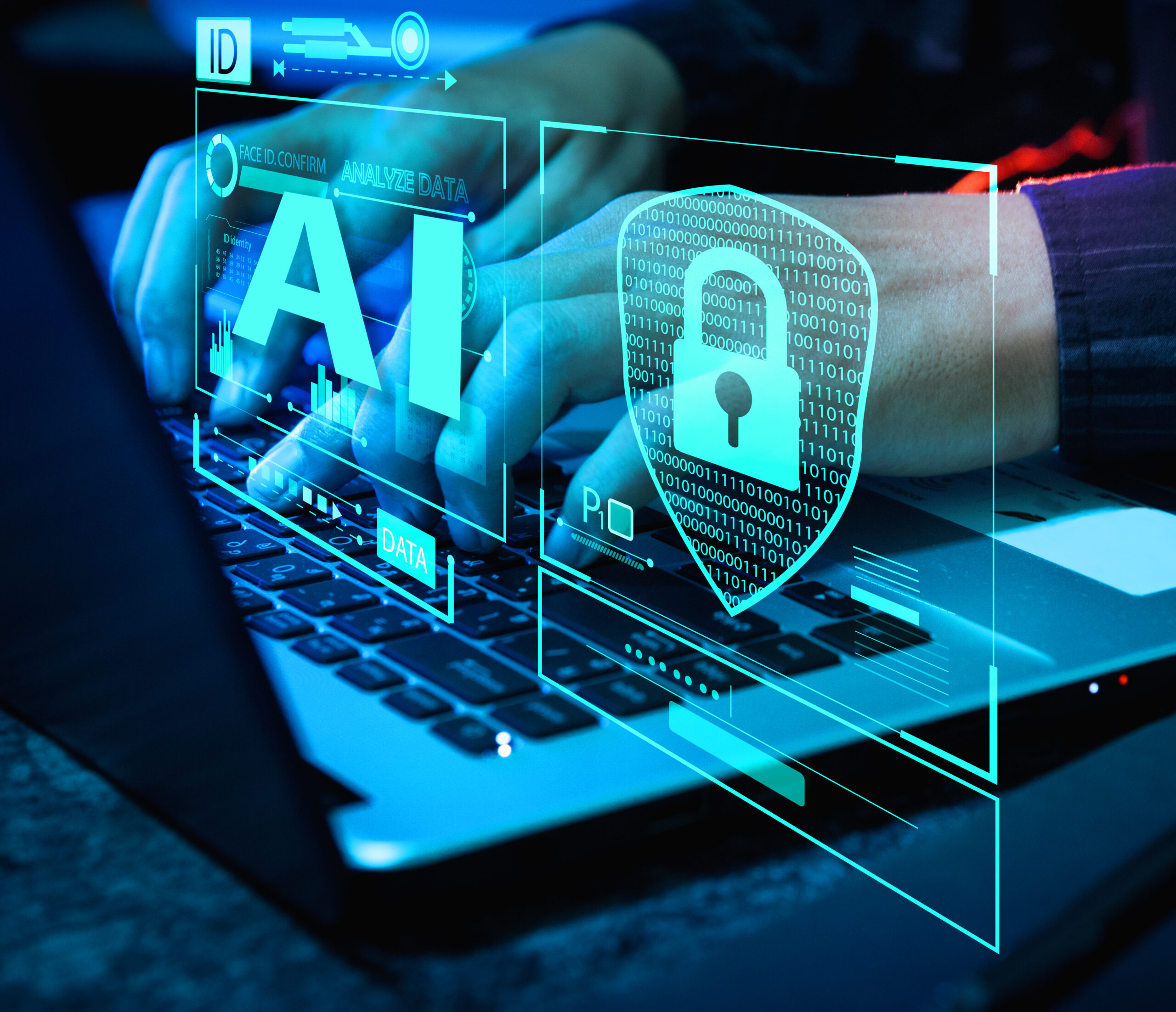 Technology security concept safety digital protection system الأمن السيبراني